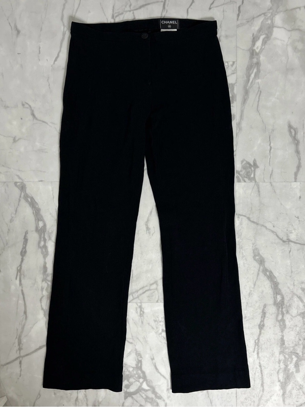 Chanel 100% Silk Black Straight Leg Pants Size IT 38